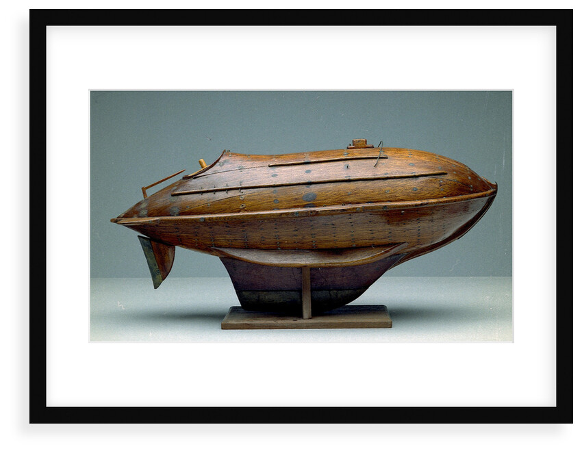 Full hull model, life-saving capsule, starboard broadside by R. F. Wells