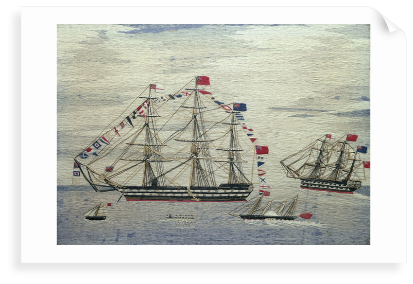 A warship at anchor by Charles Weeden