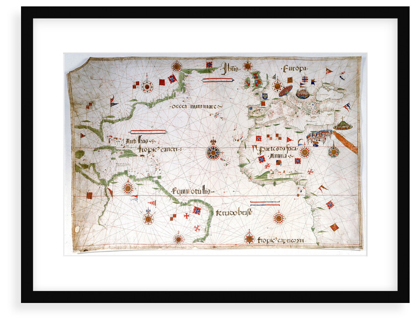Portulan chart of the Atlantic by Pedro Reinel