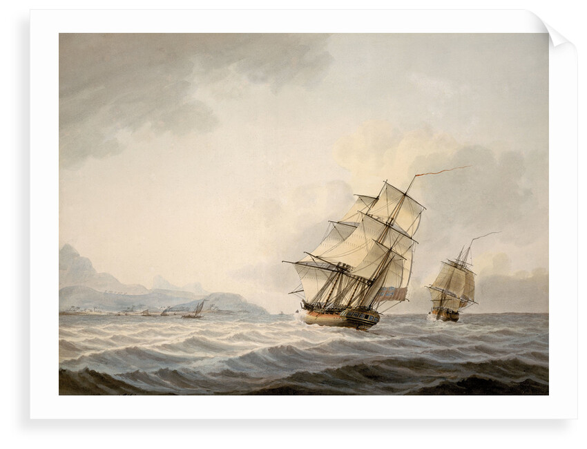 'Resolution' and 'Discovery' off the coast of Tahiti by Samuel Atkins