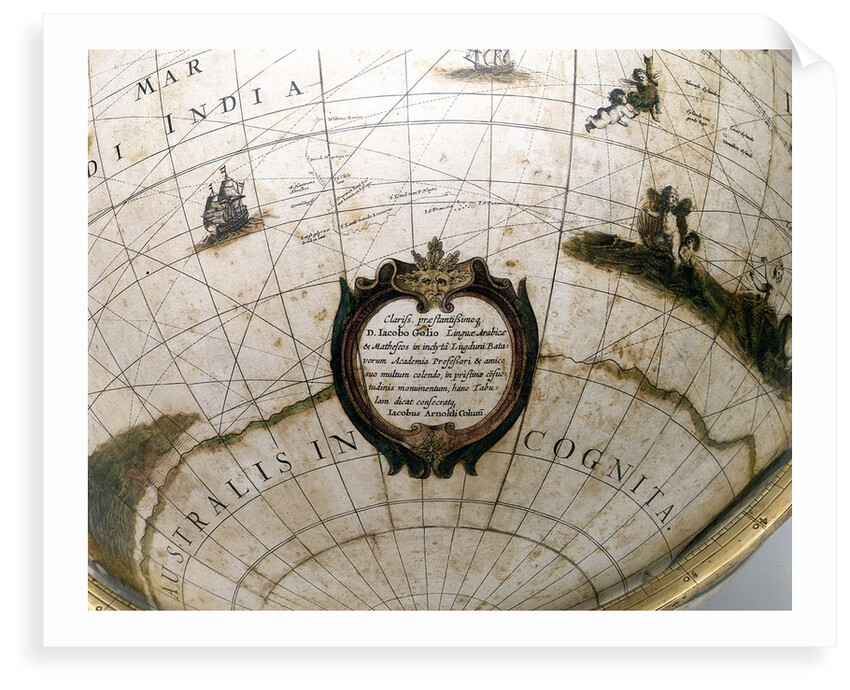 Cartouche in hypothetical southern continent by Jacob Aertsz Colom