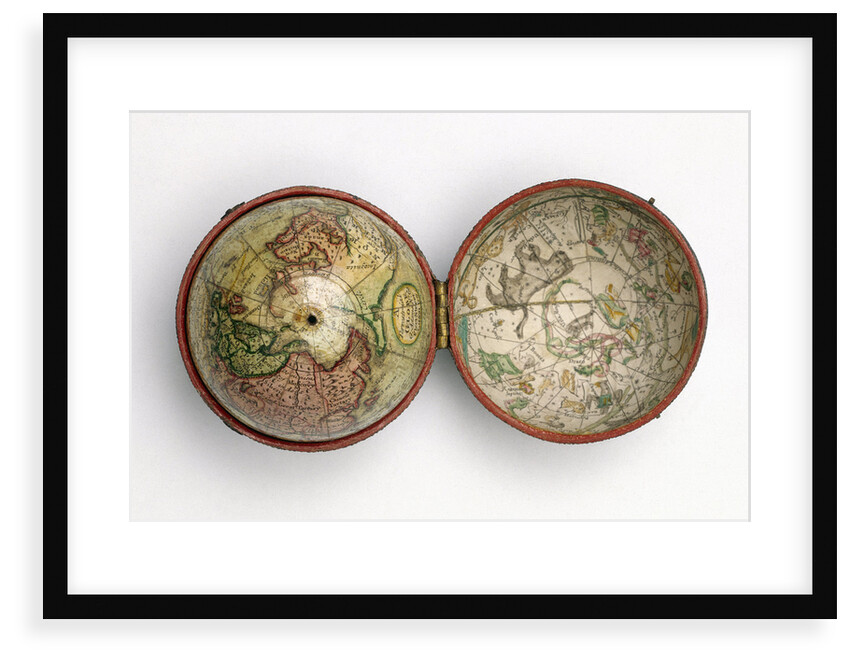 Terrestrial and celestial pocket globe by Dudley Adams