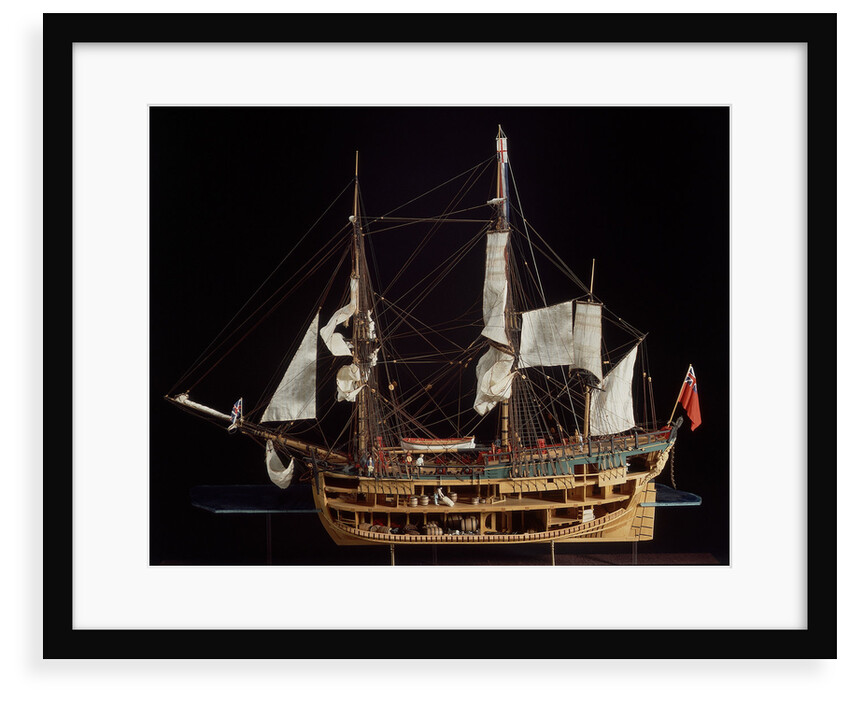 HM bark 'Endeavour', starboard broadside, revealing hull inside by Robert A. Lightley