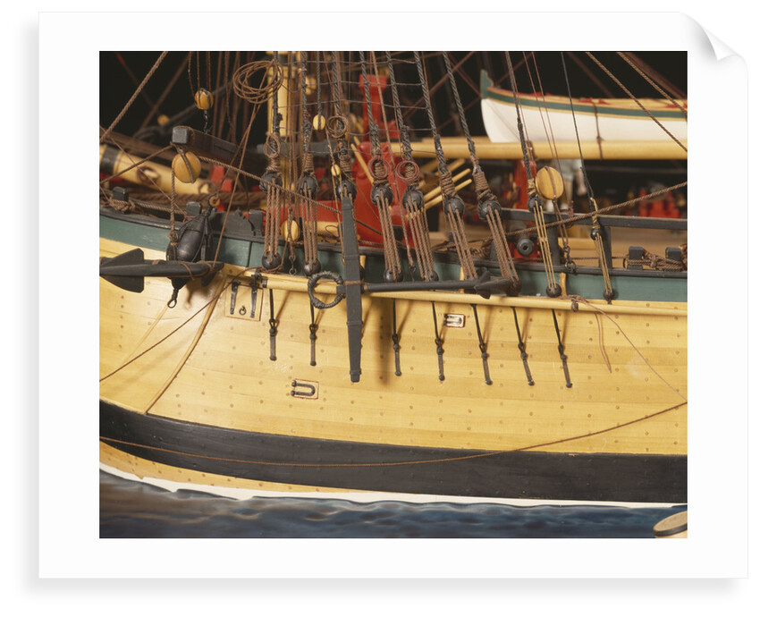 'Endeavour', detail, port foremast shrouds and anchors by Robert A. Lightley