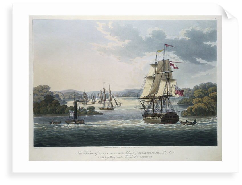 The Harbour of Port Cornwallis, Island of Great Andaman with the Fleet getting under Weigh for Rangoon by J. Moore
