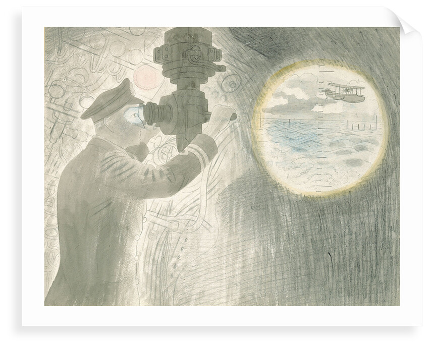 Submarine Series: Officer viewing through periscope by Eric Ravilious