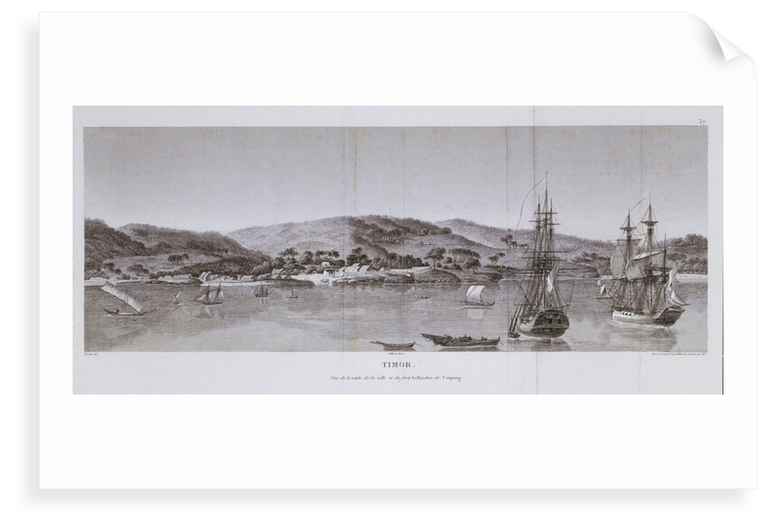 Timor. Vue de la rade, de la ville et du fort hollandois de Coupang by Charles Lesueur; Pillement; Nee; J. Milbert