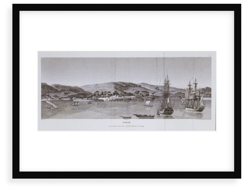 Timor. Vue de la rade, de la ville et du fort hollandois de Coupang by Charles Lesueur; Pillement; Nee; J. Milbert