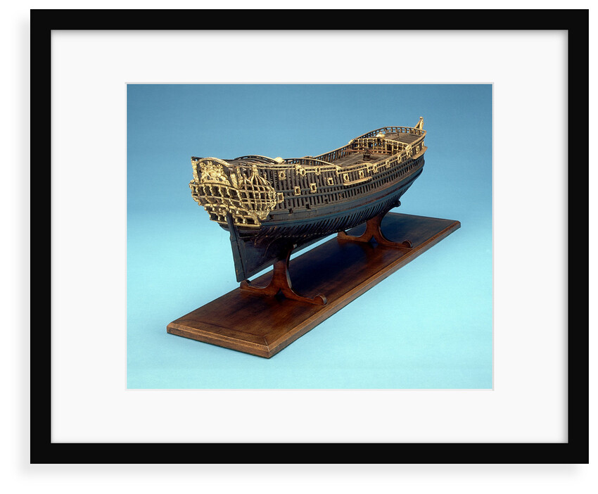 Navy Board skeleton model, starboard stern quarter by unknown