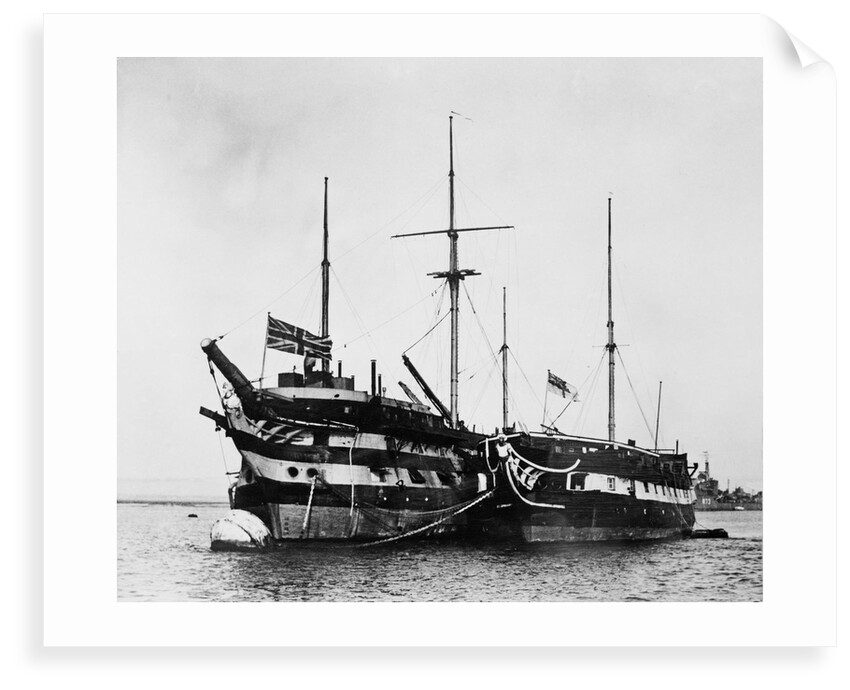 HMS 'Implacable' (1805) and HMS 'Foudroyant' at anchor, Portsmouth by Unknown