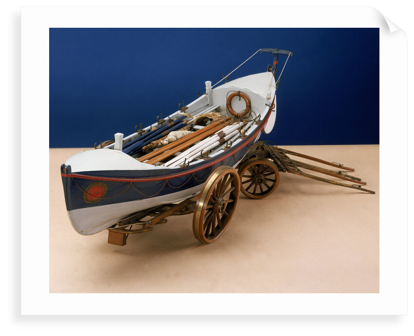 Full hull model, self-righting lifeboat with launching carriage by unknown