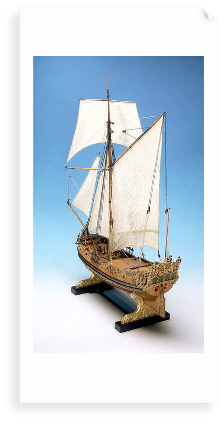 Skeleton model, royal yacht, port stern quarter by unknown
