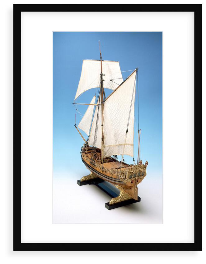 Skeleton model, royal yacht, port stern quarter by unknown