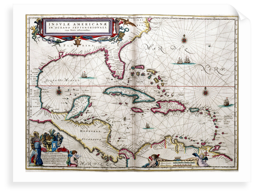 Gulf of Mexico and the Caribbean, from Blaeu's 'Atlas of the Americas' by John Blaeu