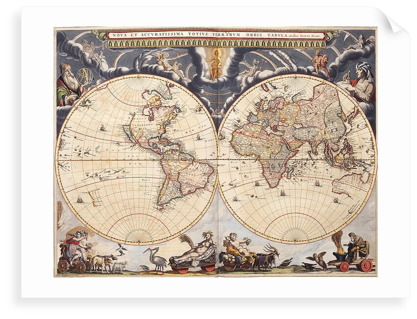 World map from the Blaeu Atlas, 17th century by John Blaeu