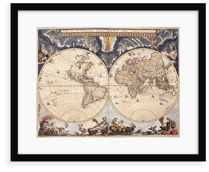 World map from the Blaeu Atlas, 17th century by John Blaeu