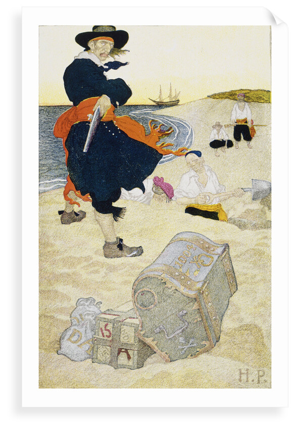 Pirate William Kidd buries treasure on Gardiner's Island by Howard Pyle