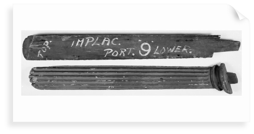 Carvings and name plaque of HMS 'Implacable' by unknown