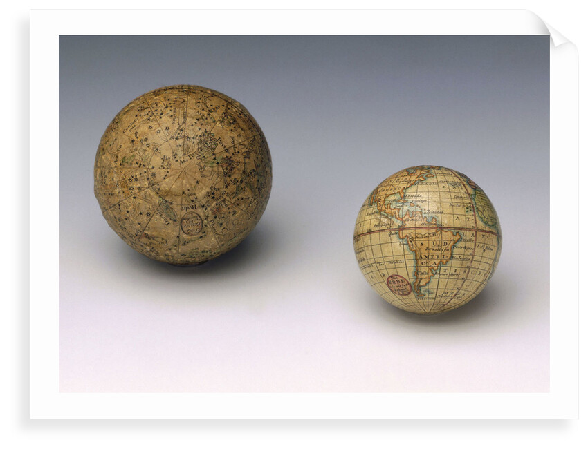 Terrestrial and celestial spheres by Johann Bernard Bauer