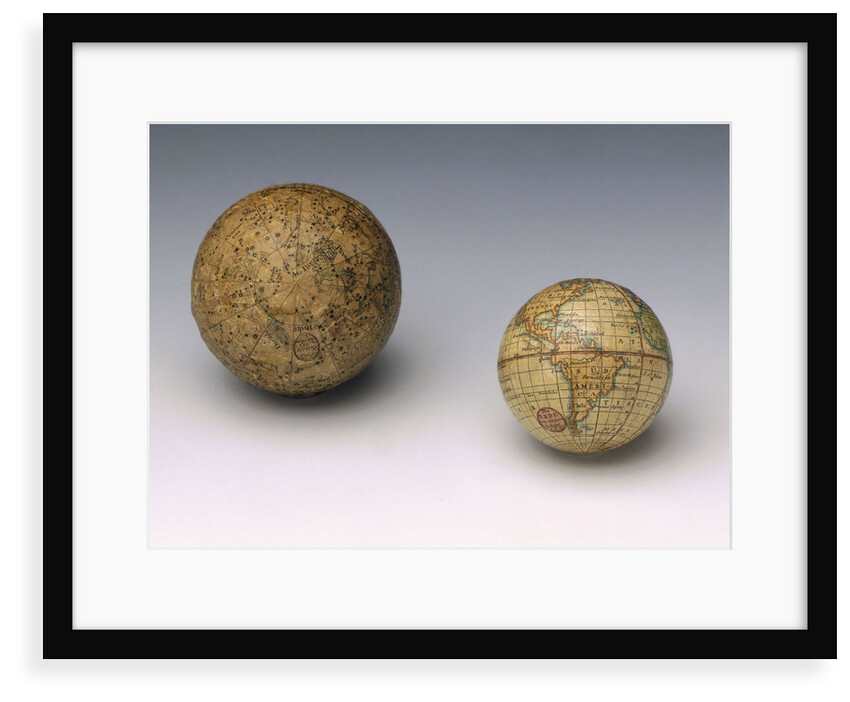 Terrestrial and celestial spheres by Johann Bernard Bauer