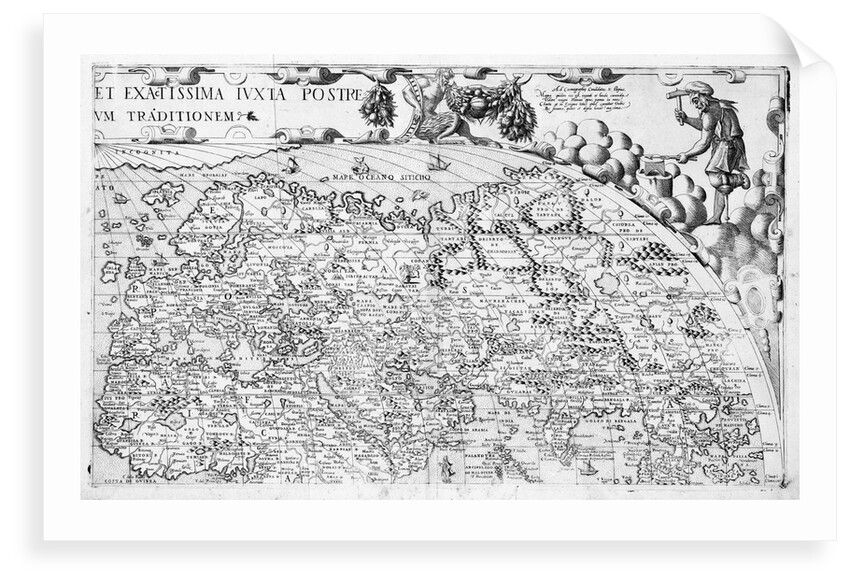 Section plate from Francesco Camocio's 'Cosmographia Universalis', 1567, taken from the atlas 'Tavole Moderne di Geografia' by unknown