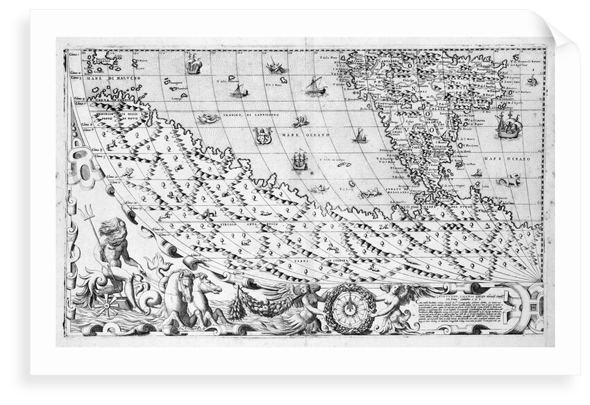 Section plate from Francesco Camocio's 'Cosmographia Universalis', 1567, taken from the atlas 'Tavole Moderne di Geografia' by unknown