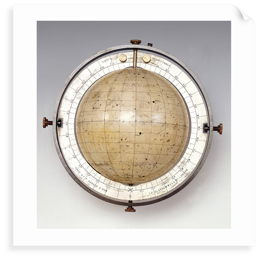 Sphere with horizon and meridian ring by Francis Barker & Son