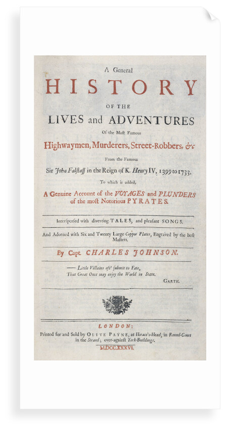 Frontispiece from 'A General History of the Lives and Adventures of the Most Famous Highwaymen, Murderers, Street Robbers etc.' by unknown