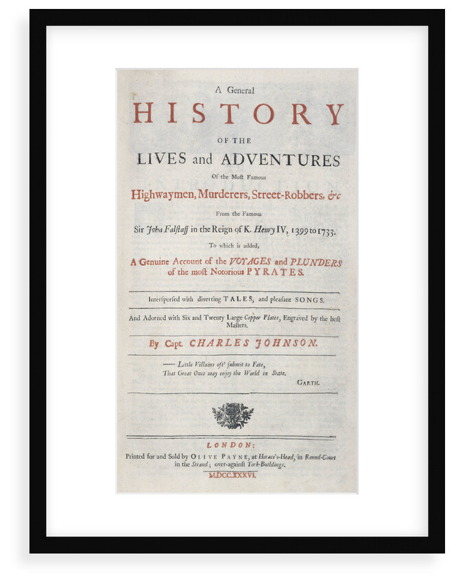 Frontispiece from 'A General History of the Lives and Adventures of the Most Famous Highwaymen, Murderers, Street Robbers etc.' by unknown