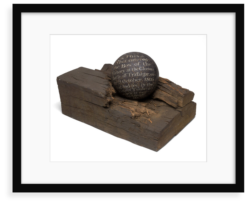 40 pound cannonball in piece of timber from the 'Victory' by unknown