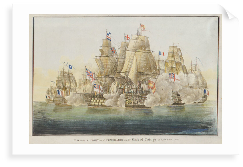 H.M.Ships 'Victory' and 'Temeraire', in the Battle of Trafalgar at half past Noon by A. Masson