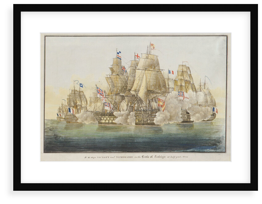 H.M.Ships 'Victory' and 'Temeraire', in the Battle of Trafalgar at half past Noon by A. Masson