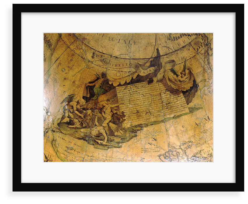 Cartouche on Strait of Anian, northern hemisphere by Vincenzo Coronelli