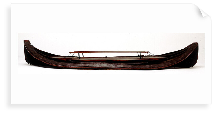 Full hull model, collapsible lifeboat, broadside, collapsed for stowage by G. L. Berthon