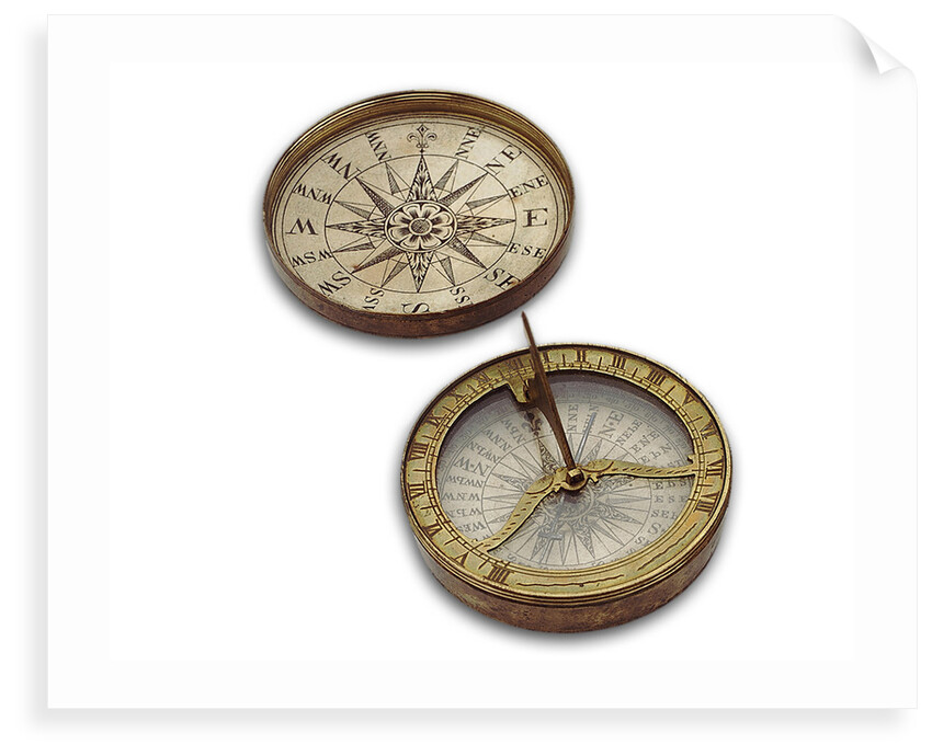 Compass dial, with lid by unknown