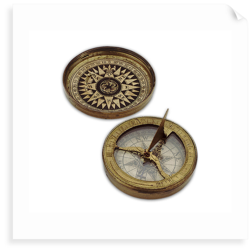 Compass dial, with lid by unknown