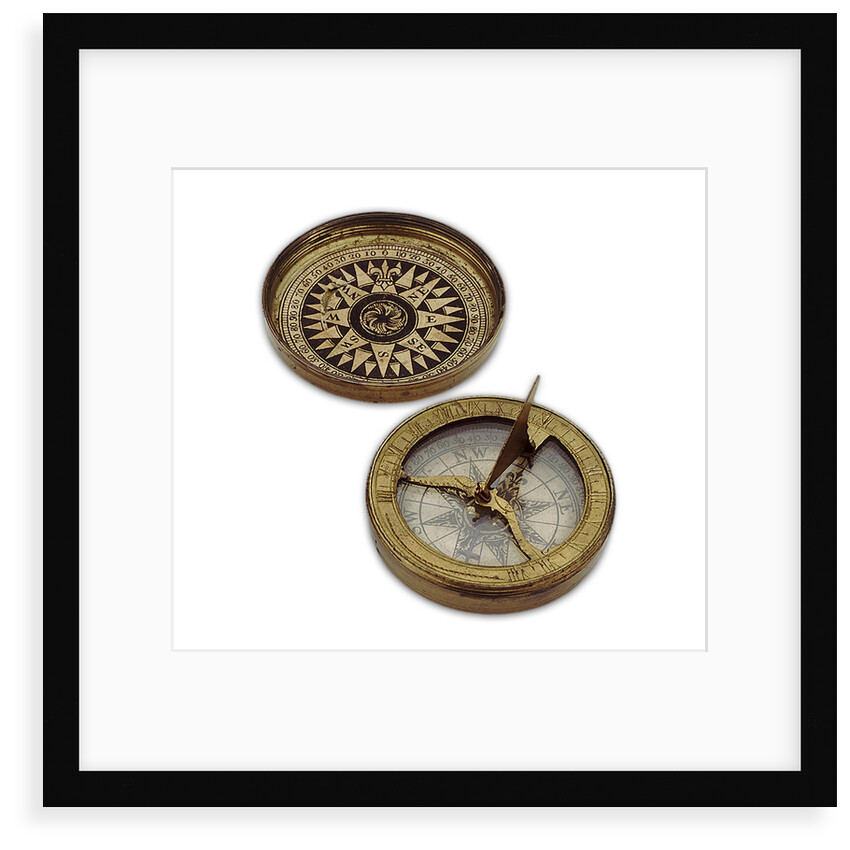 Compass dial, with lid by unknown