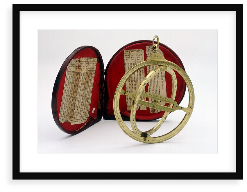 Universal equinoctial ring dial, with case by Dollond