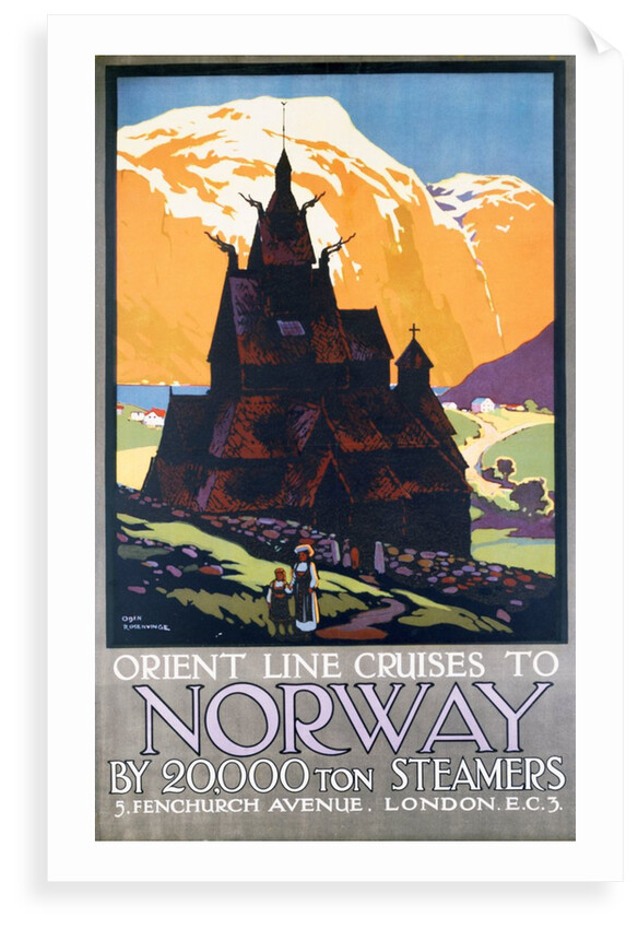 Poster for Orient Line cruises to Norway by Herbert Kerr Rooke