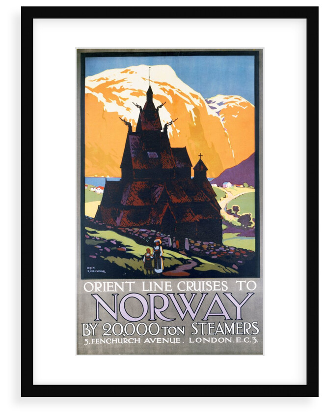 Poster for Orient Line cruises to Norway by Herbert Kerr Rooke