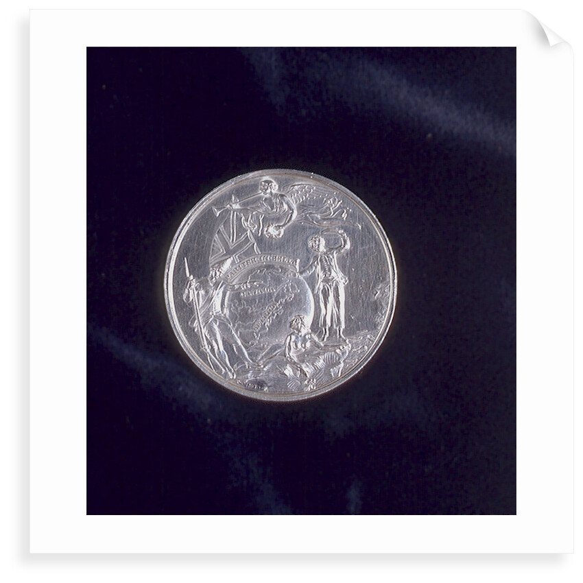 Medal of the Battle of Louisbourg - back showing globe. by T. Pingo