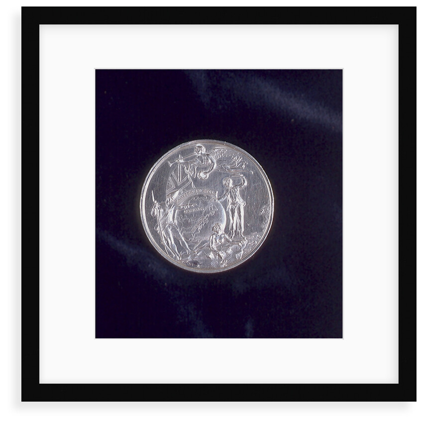 Medal of the Battle of Louisbourg - back showing globe. by T. Pingo