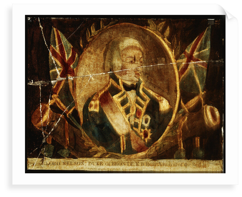 Picture on glass: Lord Nelson, Duke of Bronte K.B. Rear Admiral of the Red by J. Hinton