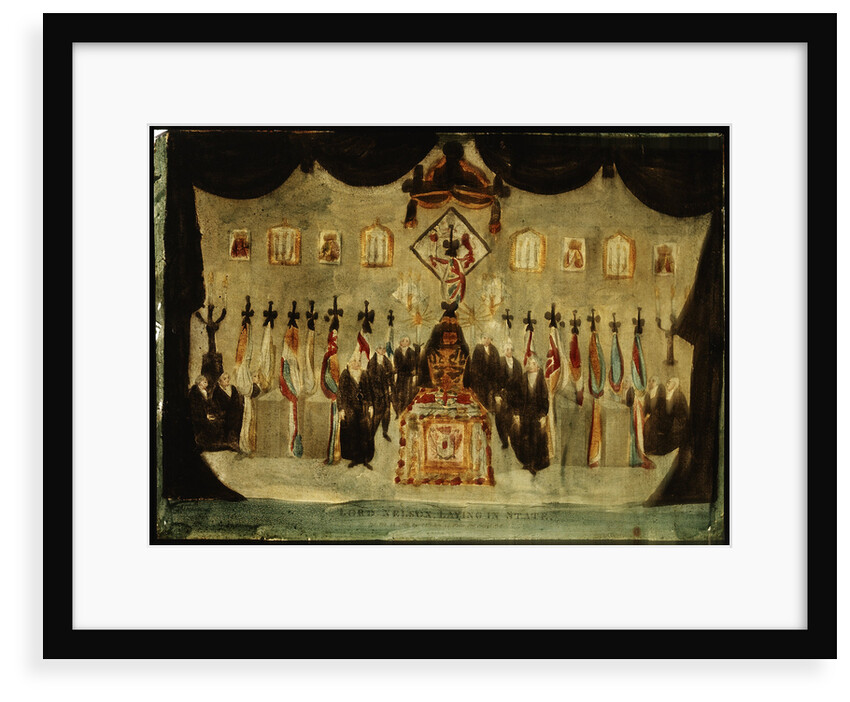 Picture on glass: Lord Nelson Lying in State by J. Hinton