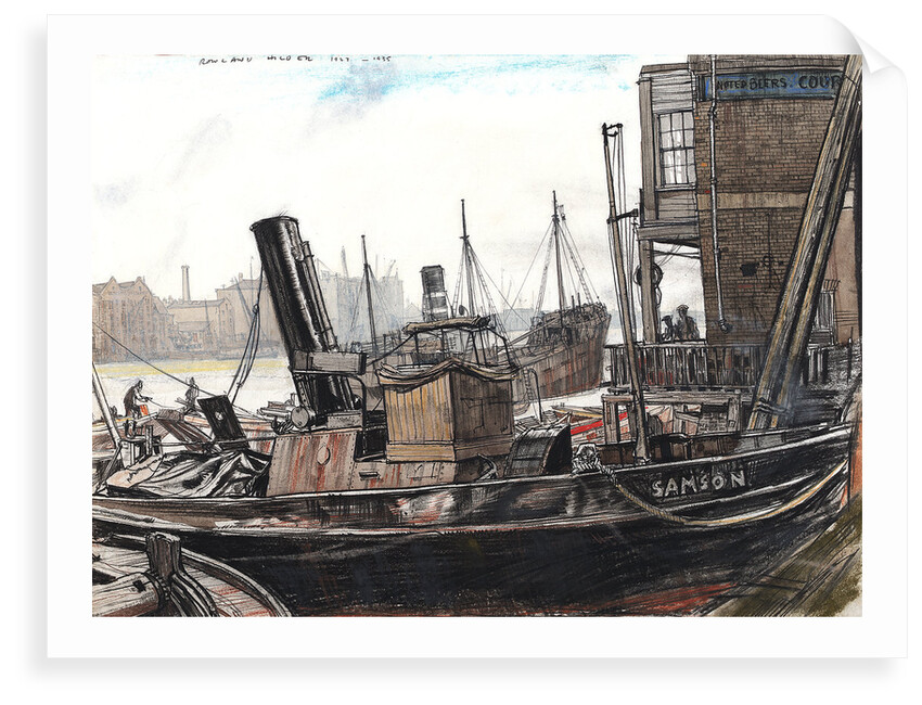 The Thames at the Angel, with the tug 'Samson' in the foreground by Rowland Hilder
