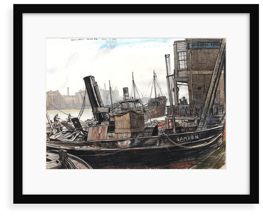 The Thames at the Angel, with the tug 'Samson' in the foreground by Rowland Hilder