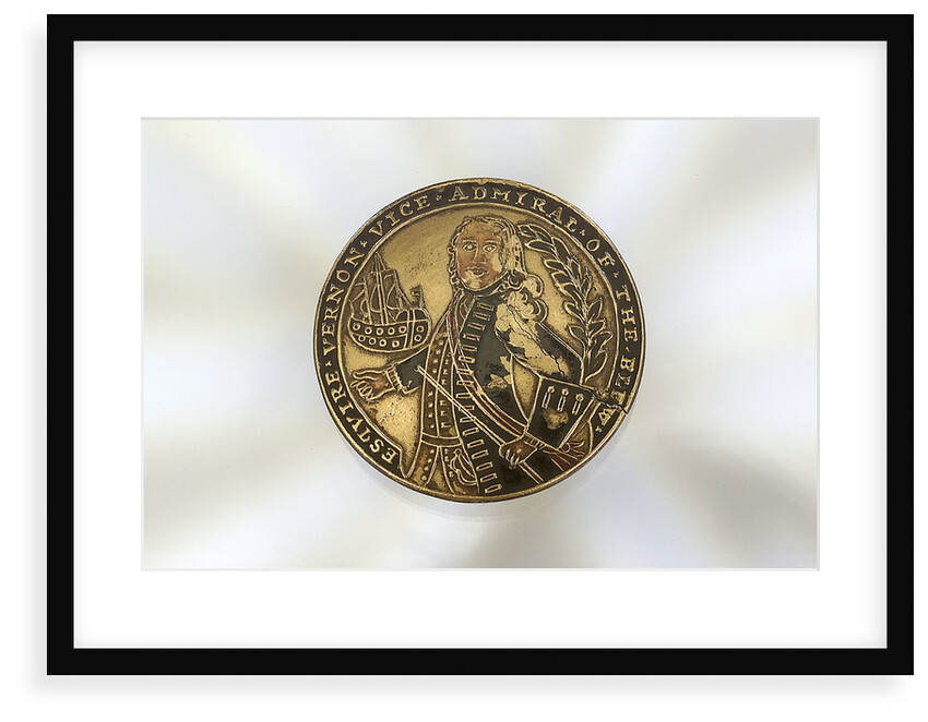 Enamelled metal disc decorated with a depiction of Admiral Edward Vernon by Unknown