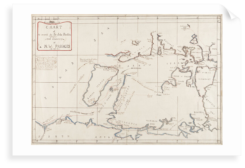 Chart of the search for Sir John Franklin and discovery of the North West Passage by Edward Augustus Inglefield