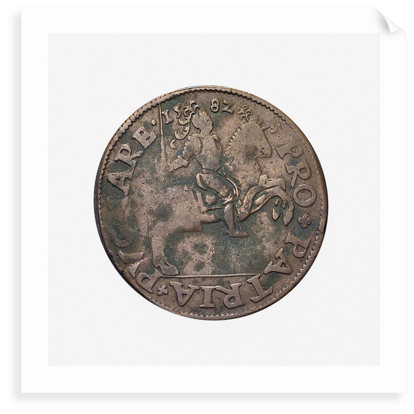 Counter commemorating preparations for war in 1582; obverse by unknown