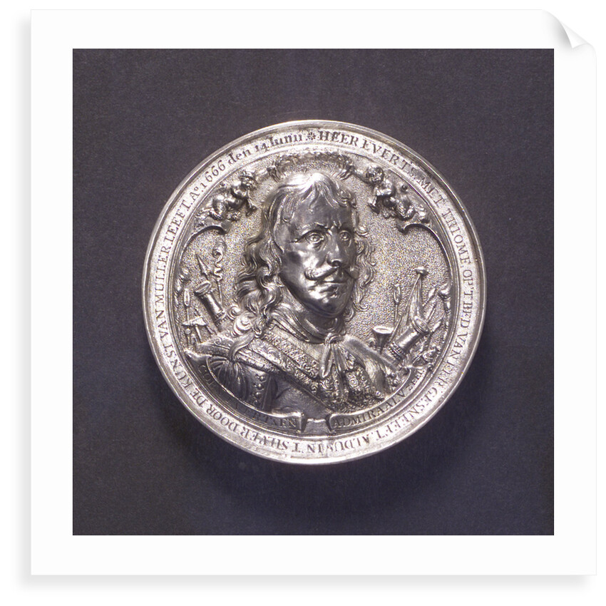 Medal commemorating the Battle of the Four Days and Admiral Evertsen, 1666; obverse by O.M.
